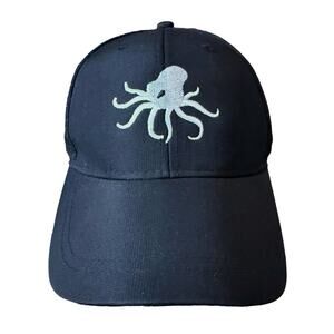 Embroidered Octopus Ball Cap Unisex Black Adjustable Nautical Hat